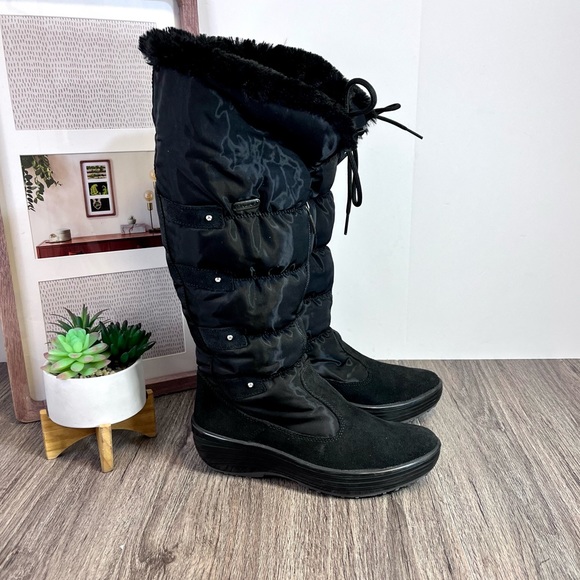 * Pajar | Faux Shearling Lined Quilted Nylon/Suede Mid Calf Boot Black 38/7-7.5 - Picture 4 of 16